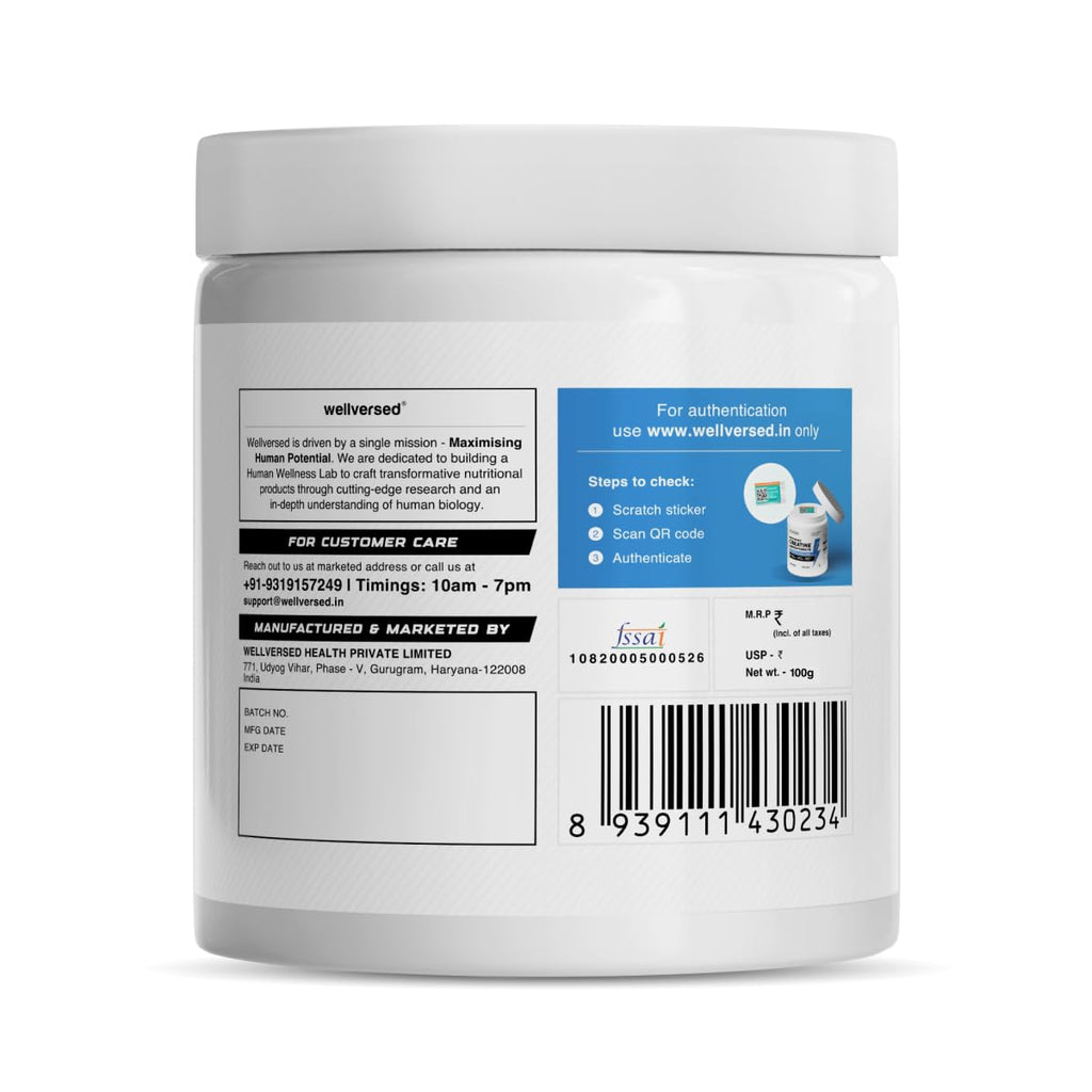 Wellcore Pure Micronised Creatine Powder (33 Servings, Unflavoured) For Enhanced Muscle Strength With Rapid Absorption | Creatine Monohydrate | Wellcore Creatine Flavoured - 100g